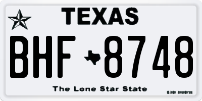 TX license plate BHF8748
