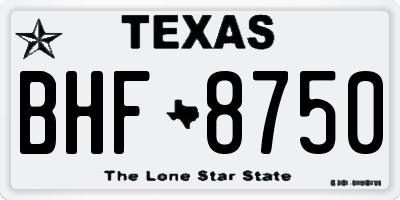 TX license plate BHF8750