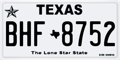 TX license plate BHF8752