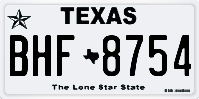TX license plate BHF8754