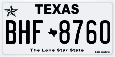 TX license plate BHF8760