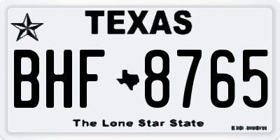 TX license plate BHF8765