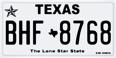 TX license plate BHF8768