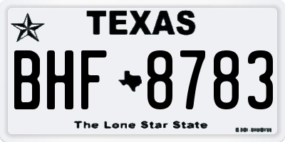 TX license plate BHF8783