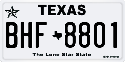 TX license plate BHF8801