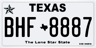 TX license plate BHF8887