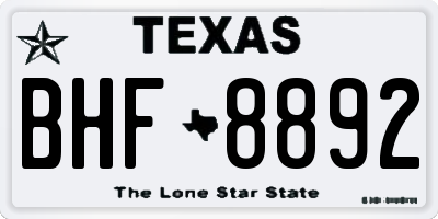 TX license plate BHF8892