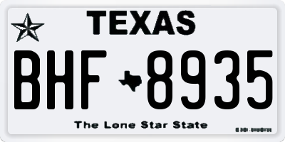 TX license plate BHF8935