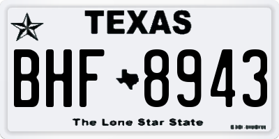 TX license plate BHF8943