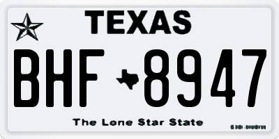 TX license plate BHF8947