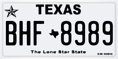 TX license plate BHF8989