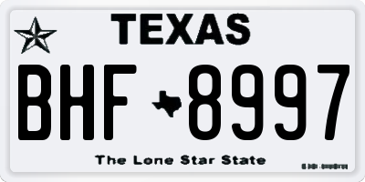 TX license plate BHF8997