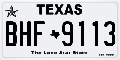 TX license plate BHF9113