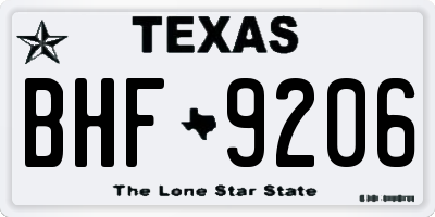 TX license plate BHF9206