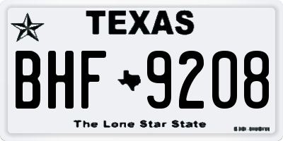 TX license plate BHF9208
