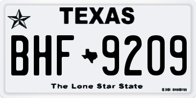 TX license plate BHF9209