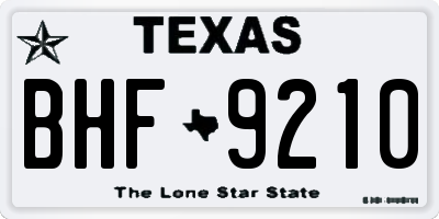 TX license plate BHF9210