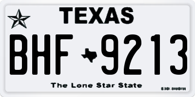 TX license plate BHF9213