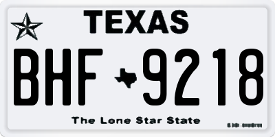 TX license plate BHF9218