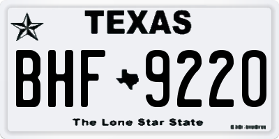TX license plate BHF9220
