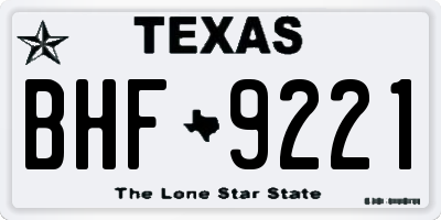 TX license plate BHF9221