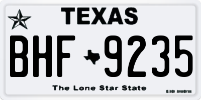 TX license plate BHF9235