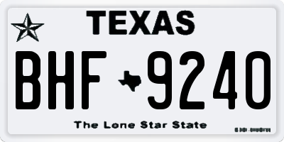 TX license plate BHF9240