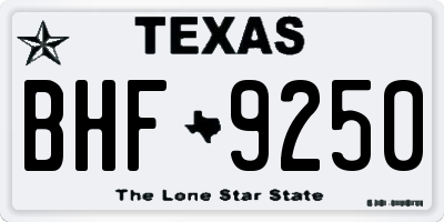 TX license plate BHF9250