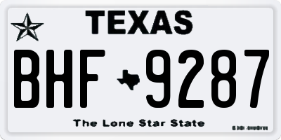 TX license plate BHF9287