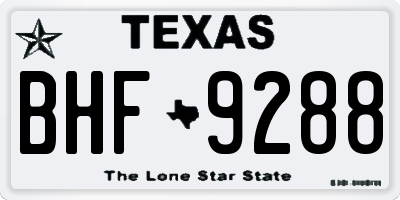 TX license plate BHF9288