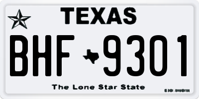 TX license plate BHF9301
