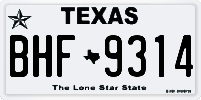TX license plate BHF9314