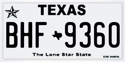 TX license plate BHF9360