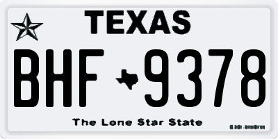 TX license plate BHF9378