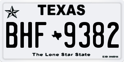 TX license plate BHF9382