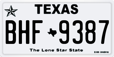 TX license plate BHF9387