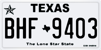 TX license plate BHF9403