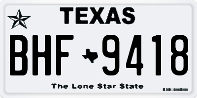 TX license plate BHF9418