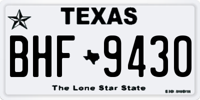 TX license plate BHF9430