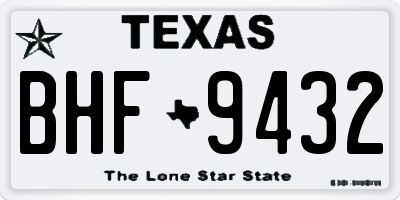 TX license plate BHF9432
