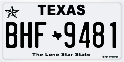 TX license plate BHF9481