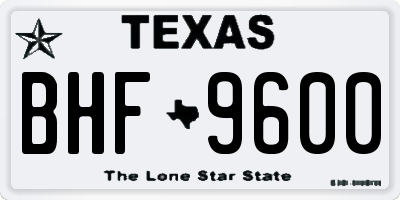 TX license plate BHF9600