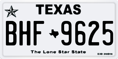 TX license plate BHF9625