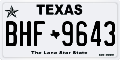 TX license plate BHF9643