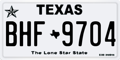 TX license plate BHF9704