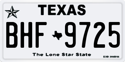 TX license plate BHF9725