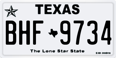 TX license plate BHF9734