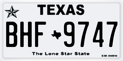 TX license plate BHF9747