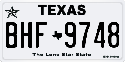 TX license plate BHF9748