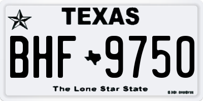 TX license plate BHF9750